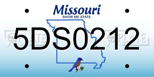5DS0212 Missouri License Plate