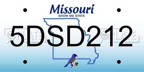 5DSD212 Missouri License Plate
