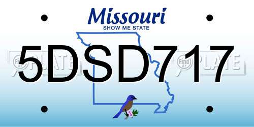 5DSD717 Missouri License Plate