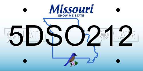 5DSO212 Missouri License Plate