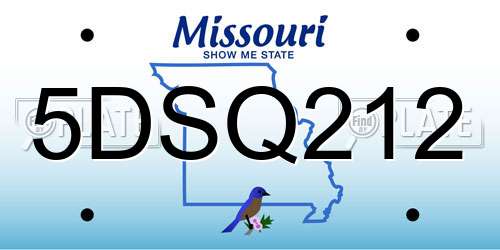 5DSQ212 Missouri License Plate