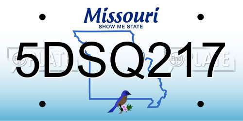 5DSQ217 Missouri License Plate