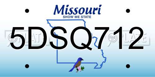 5DSQ712 Missouri License Plate