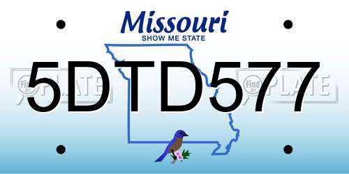 5DTD577 Missouri License Plate