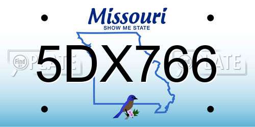 5DX766 Missouri License Plate