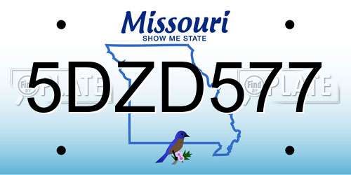 5DZD577 Missouri License Plate