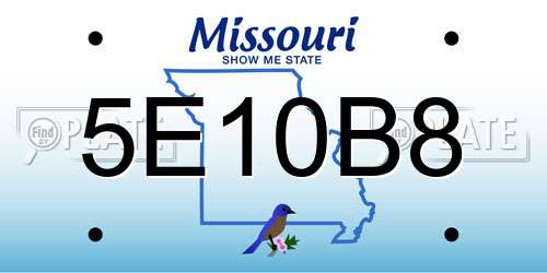 5E10B8 Missouri License Plate