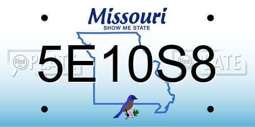 5E10S8 Missouri License Plate