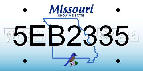 5EB2335 Missouri License Plate