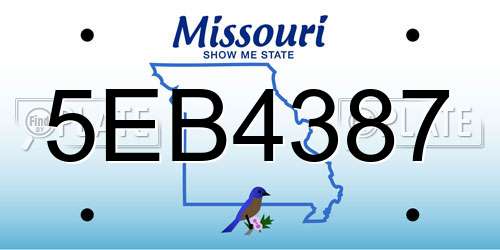 5EB4387 Missouri License Plate