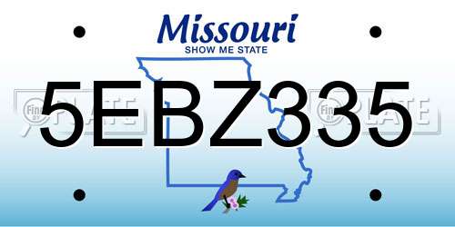 5EBZ335 Missouri License Plate
