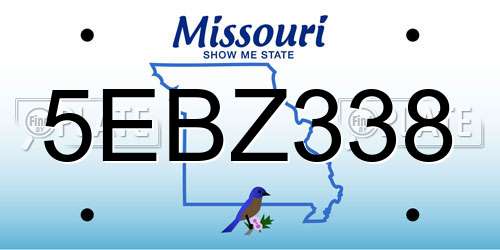 5EBZ338 Missouri License Plate