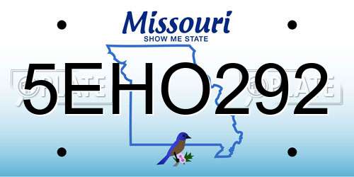 5EHO292 Missouri License Plate