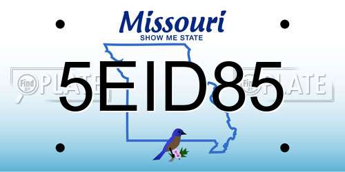 5EID85 Missouri License Plate