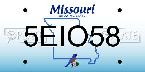 5EIO58 Missouri License Plate