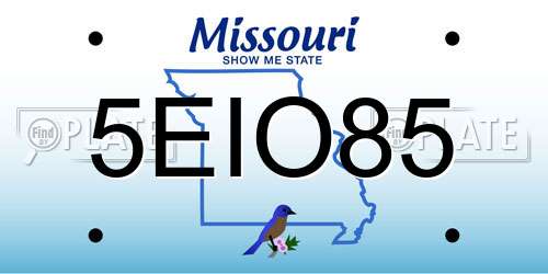 5EIO85 Missouri License Plate