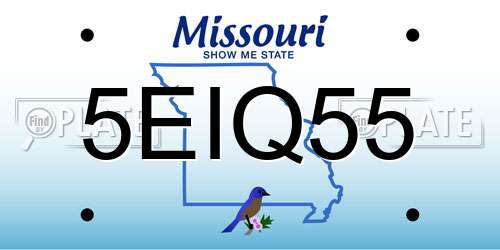5EIQ55 Missouri License Plate