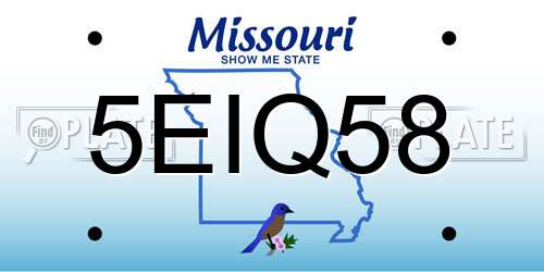 5EIQ58 Missouri License Plate