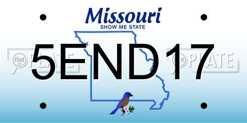 5END17 Missouri License Plate
