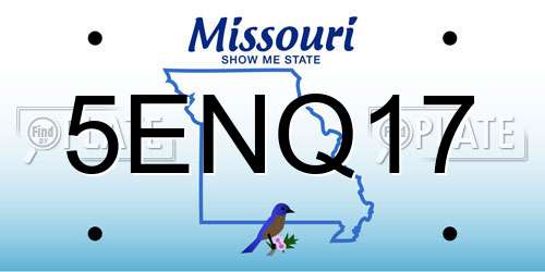 5ENQ17 Missouri License Plate