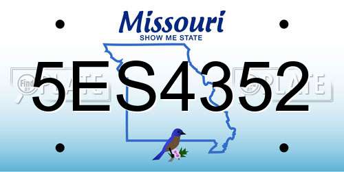 5ES4352 Missouri License Plate