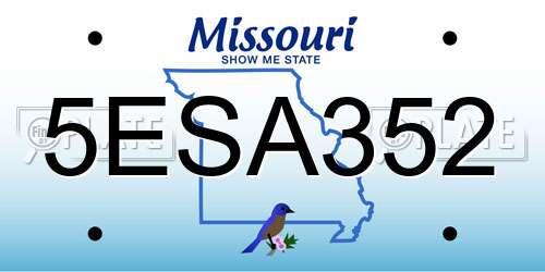 5ESA352 Missouri License Plate