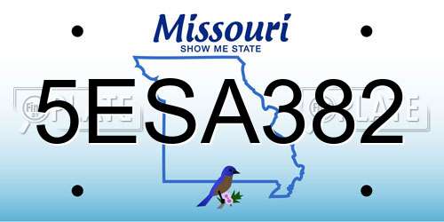 5ESA382 Missouri License Plate