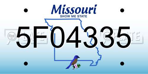 5F04335 Missouri License Plate