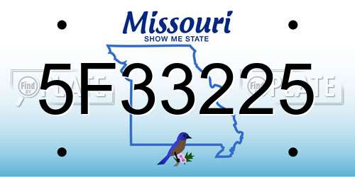 5F33225 Missouri License Plate