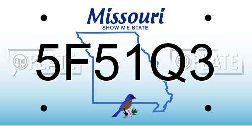 5F51Q3 Missouri License Plate