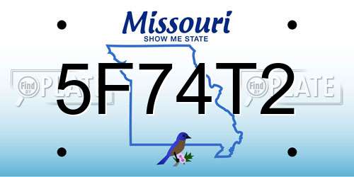 5F74T2 Missouri License Plate