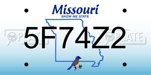 5F74Z2 Missouri License Plate