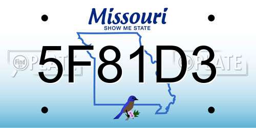 5F81D3 Missouri License Plate