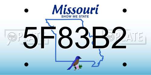 5F83B2 Missouri License Plate