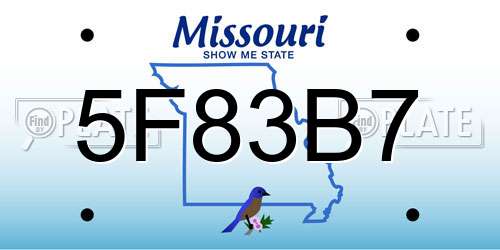 5F83B7 Missouri License Plate