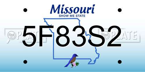 5F83S2 Missouri License Plate