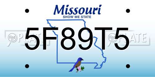 5F89T5 Missouri License Plate
