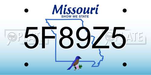 5F89Z5 Missouri License Plate