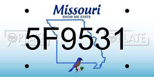 5F9531 Missouri License Plate