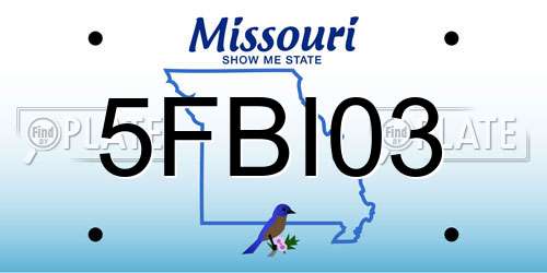 5FBI03 Missouri License Plate