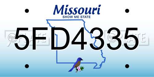 5FD4335 Missouri License Plate