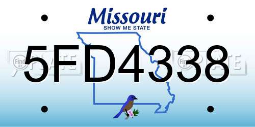 5FD4338 Missouri License Plate