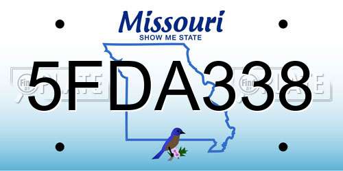 5FDA338 Missouri License Plate