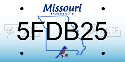 5FDB25 Missouri License Plate
