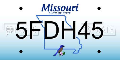 5FDH45 Missouri License Plate