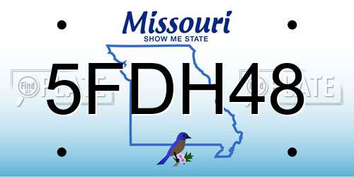 5FDH48 Missouri License Plate