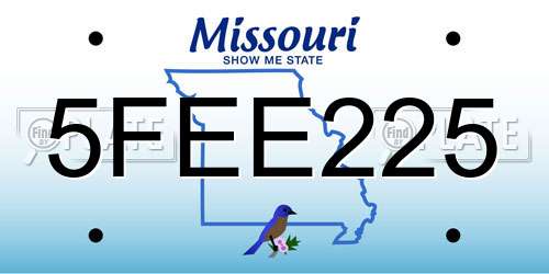 5FEE225 Missouri License Plate