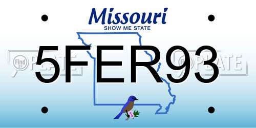 5FER93 Missouri License Plate