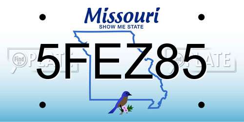 5FEZ85 Missouri License Plate