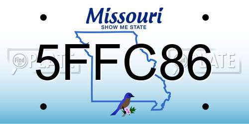 5FFC86 Missouri License Plate